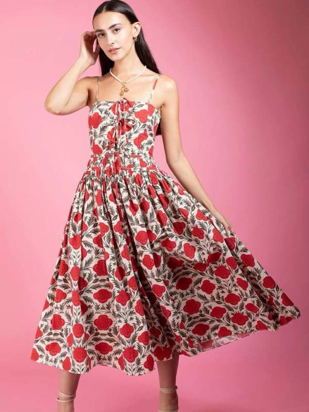 RHODE Katerina Dress in Garden of Dreams Red